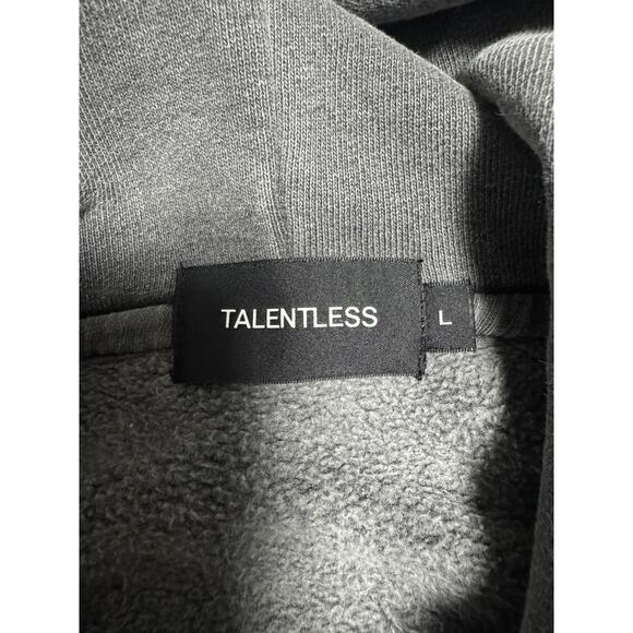 Talentless Hoodie Mens Large Gray Embroidered Logo Kangaroo Pocket Back Graphic - Picture 7 of 9